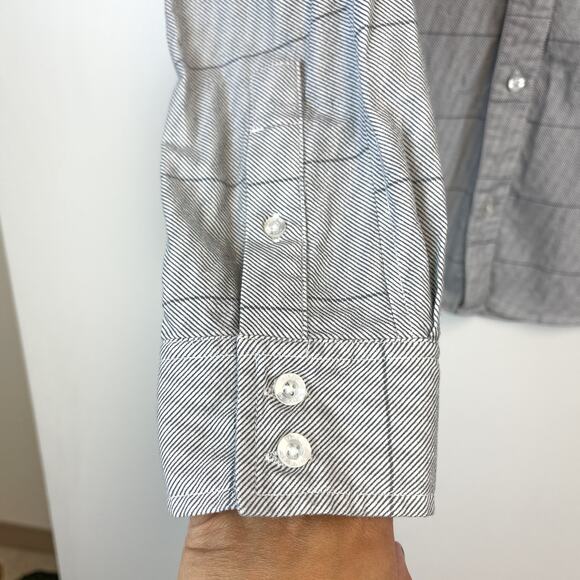 Nike SB Mens M Flannel Button Down Gray Stripe Shirt LS - Picture 5 of 11